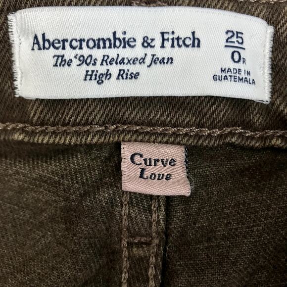 ABERCROMBIE & FITCH 90's Relax Jeans Women 25 Curve Love Brown Straight Cowgirl - Picture 8 of 11